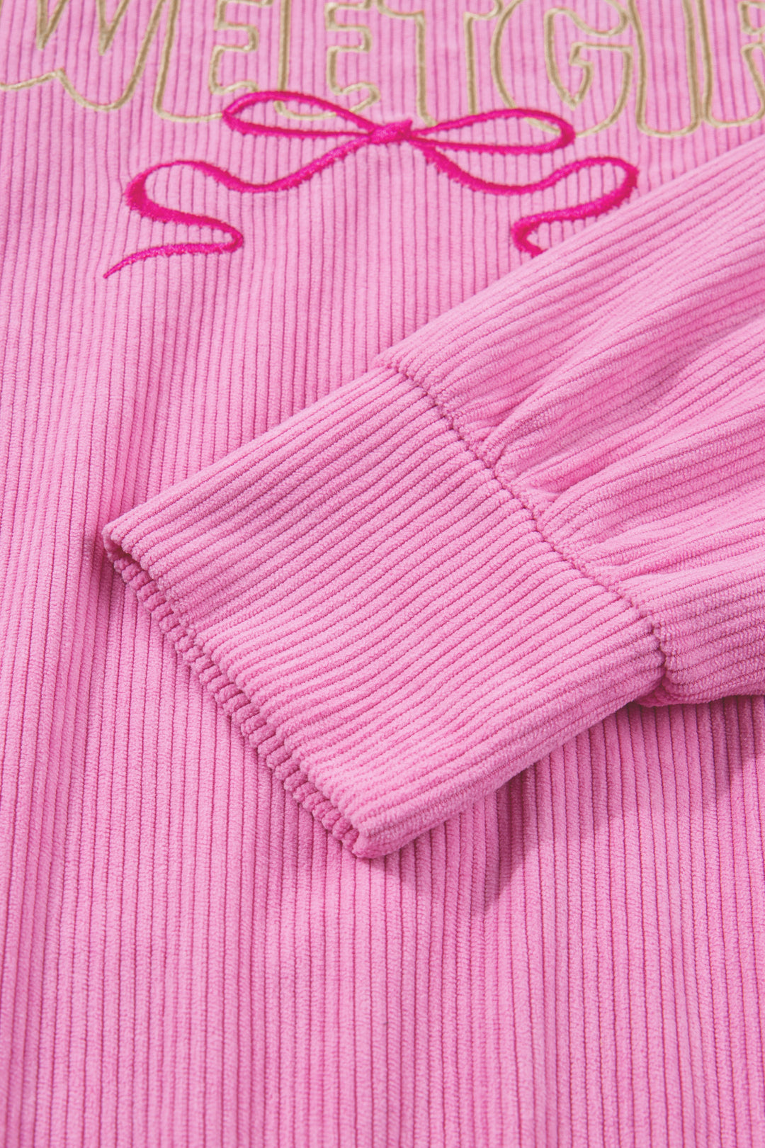 Bonbon Sweet Girl Embroidered Graphic Rib Textured Top