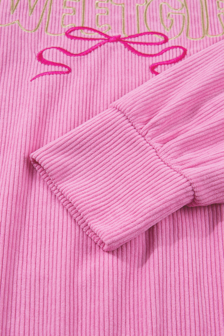 Bonbon Sweet Girl Embroidered Graphic Rib Textured Top