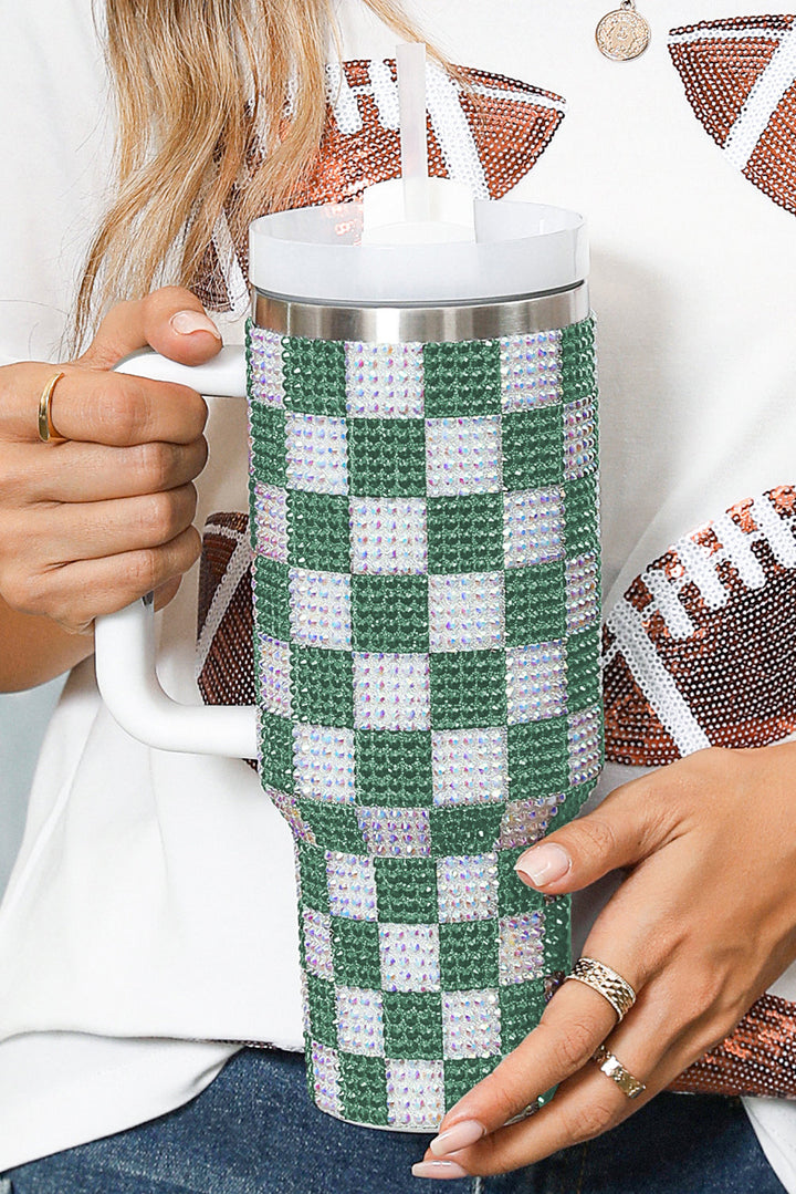 Gobelet à anse en damier entièrement en strass 40 oz