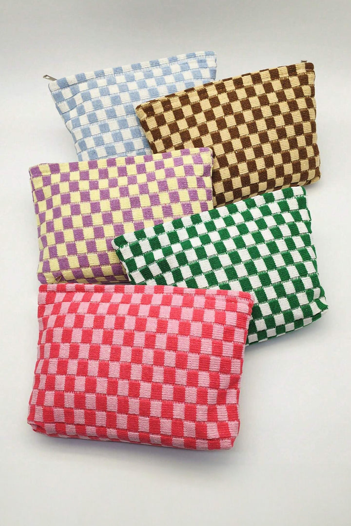 Trousse de maquillage à carreaux 