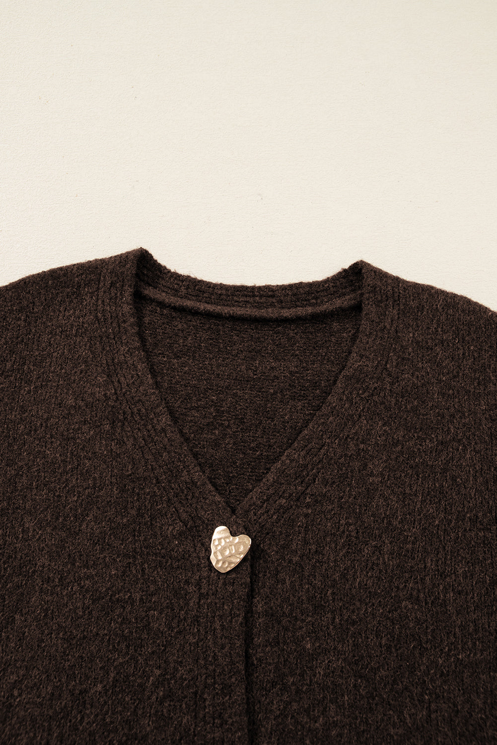 Heart Metal Button V Neck Cardigan Sweater