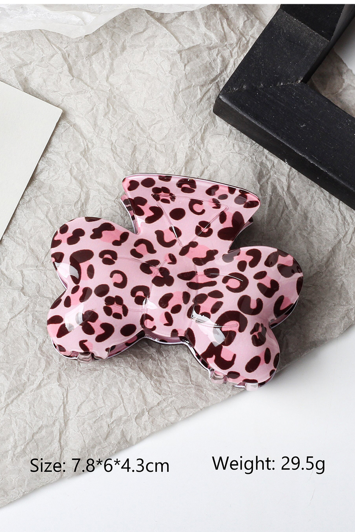 Pince à cheveux en forme de nœud à imprimé léopard