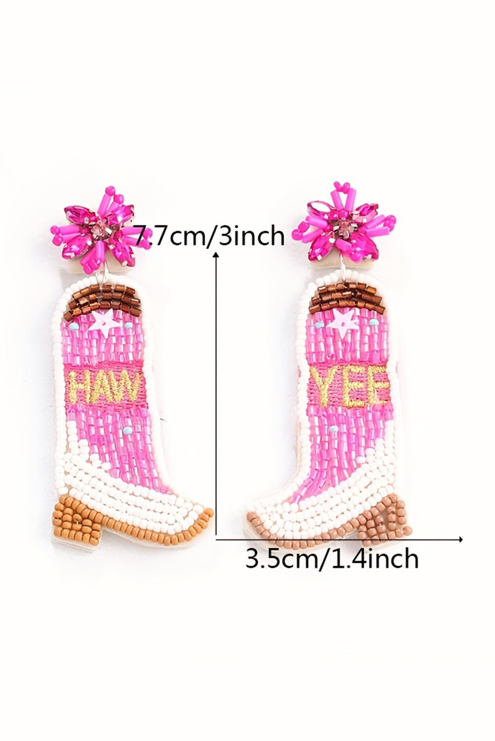 Cowboy Boots Rice Bead Dangle Earrings