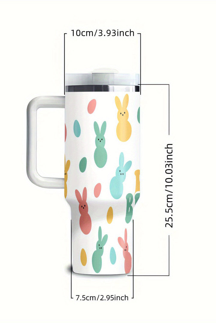 DONT WORRY BE HOPPY Bunny Print Thermal Tumbler 40oz