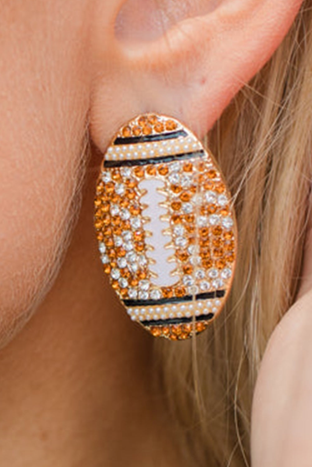 Strass-Ohrstecker für Rugby-Football-Spieltage