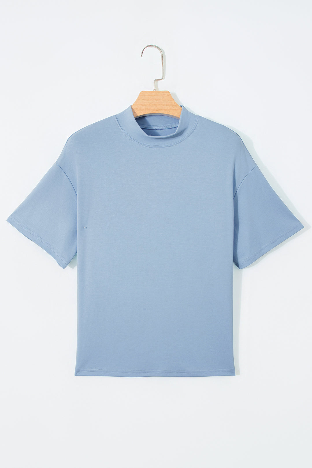 Beau Blue Solid Color High Neck Oversize Tee