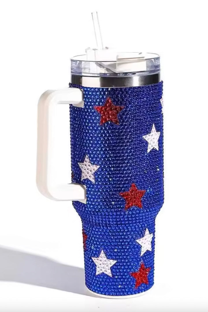 Star Shape Rhinestone Handle Large Vacuum Cup 40oz