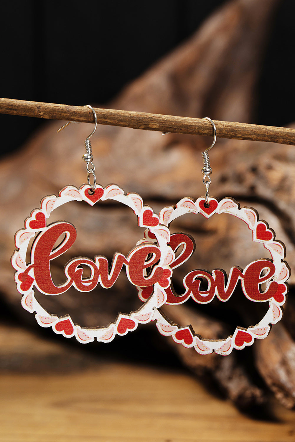 Boucles d'oreilles pendantes en forme d'amour creux pour la Saint-Valentin