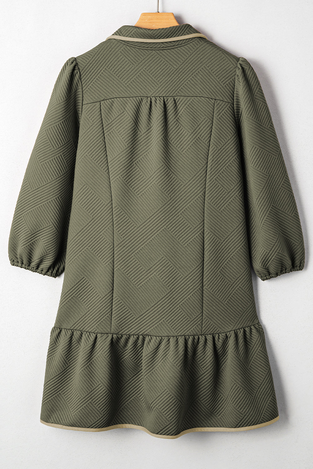 Dearlove Jungle Green  Quarter Zip Collar Bracelet Sleeve Textured Mini Dress