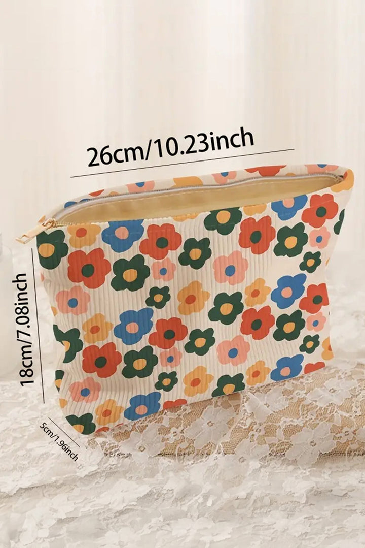 Trousse de maquillage texturée à imprimé floral