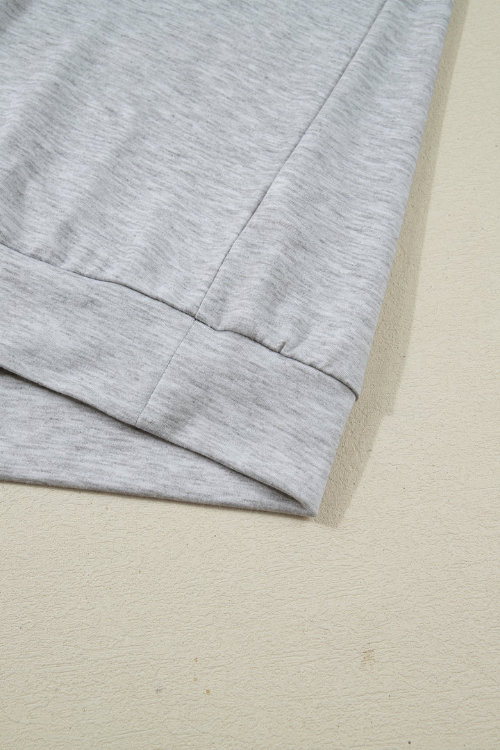 Light Grey Collared V Neck Tee Drawstring Elastic Waist Shorts 2pcs Outfit