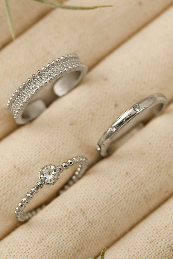3 Stücke Ring Set mit Strasssteinen und Legierung
