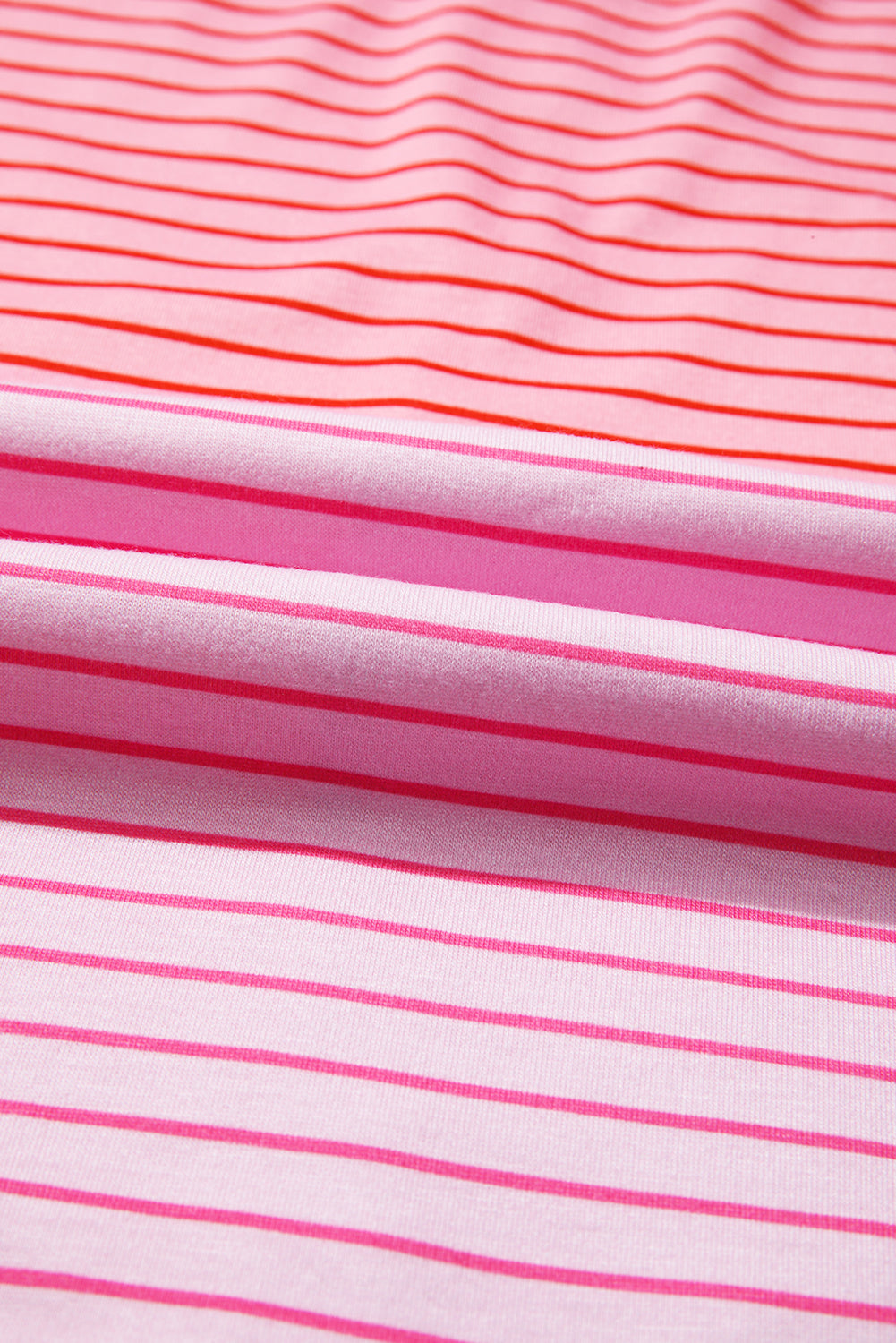 Sachet Pink Striped Colorblock Exposed Seam Casual Long Sleeve Top