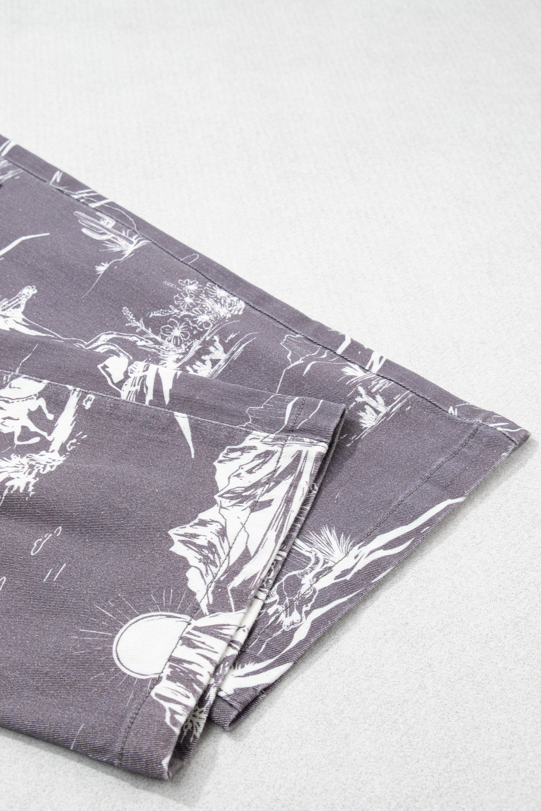 Gray Wild West Riding Vintage Printed Shift Jeans
