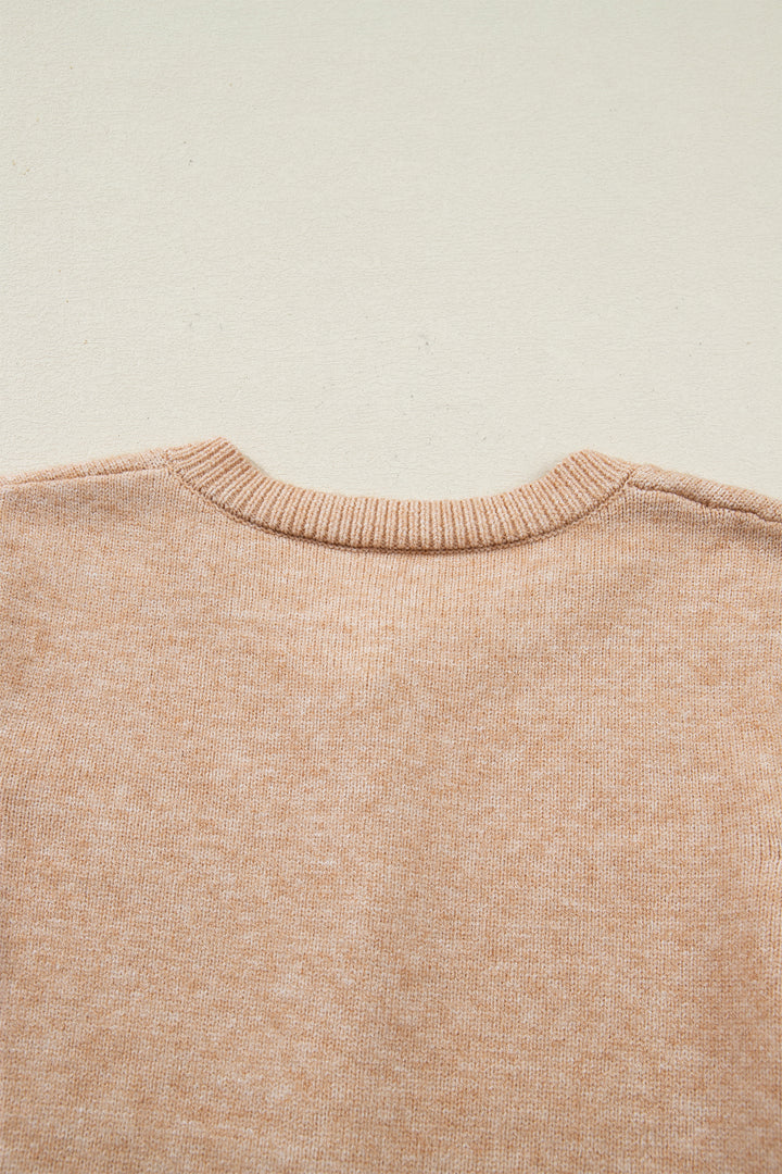 Ruffle Trim Gold Button Sweater Cardigan