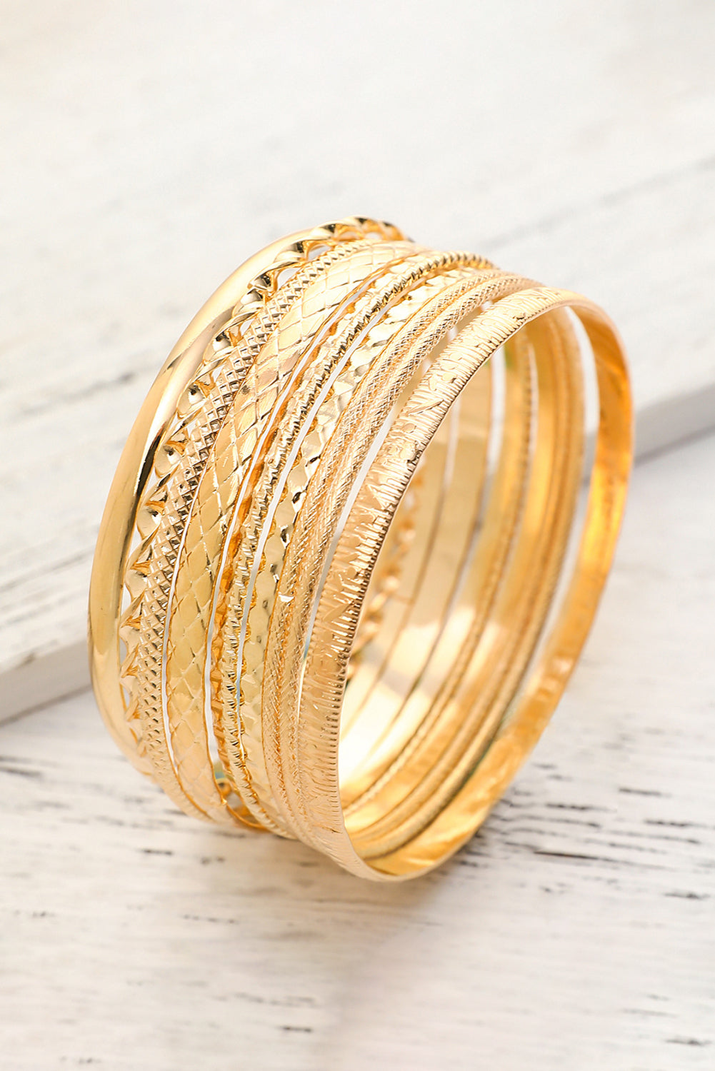 10pcs Textured Twisted Stackable Alloy Bracelet Set