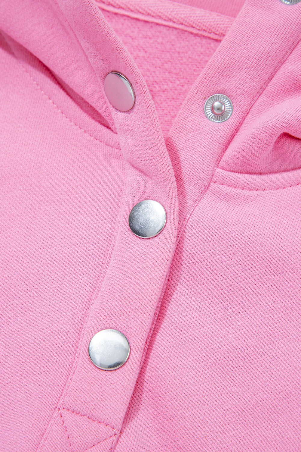 Embroidered Flower Patchwork Snap Buttons Pullover Sweatshirt