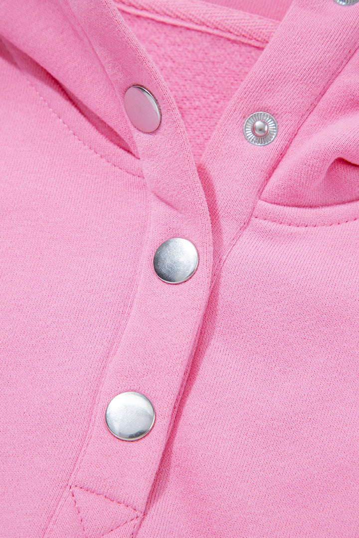 Embroidered Flower Patchwork Snap Buttons Pullover Sweatshirt