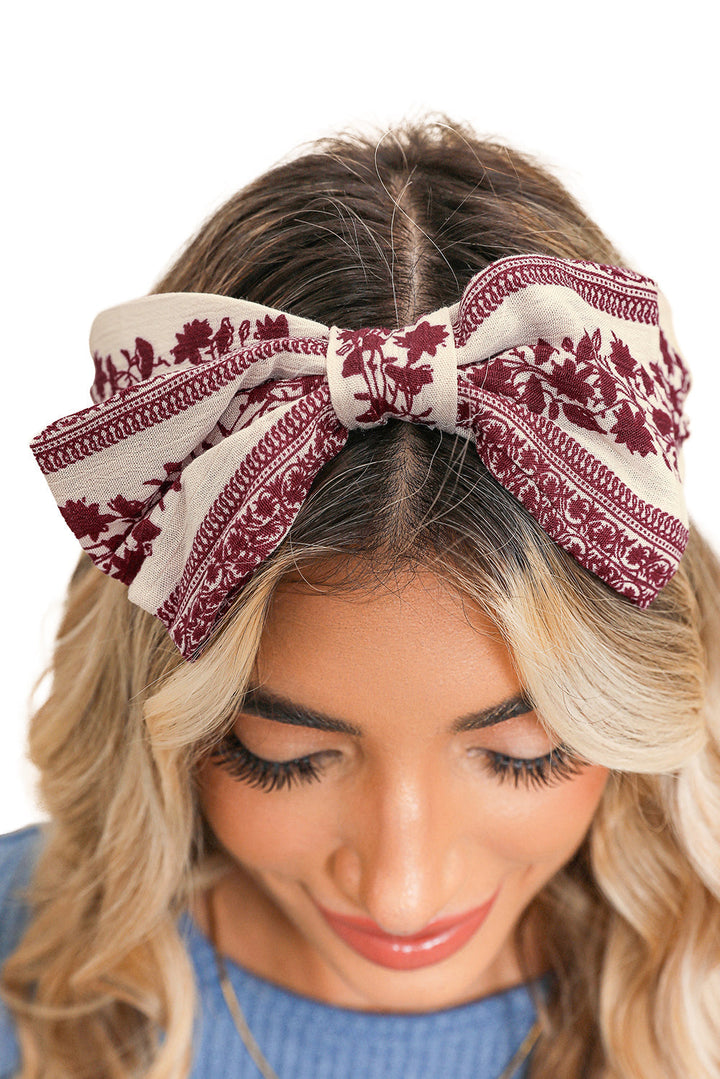 Retro Floral Vine Printed Bow Knot Headband