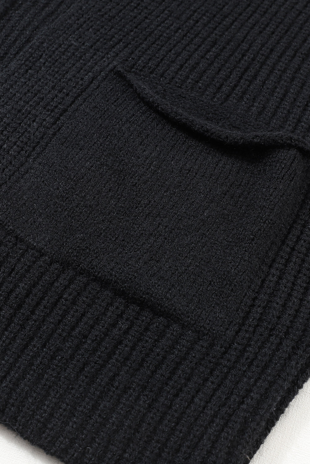 Black Oversized Fold Over Sleeve Open Front Cardigan
