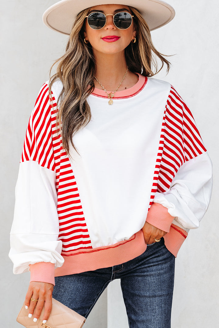 Colorblock Patchwork Contrast Stitching Oversize Sweatshirt