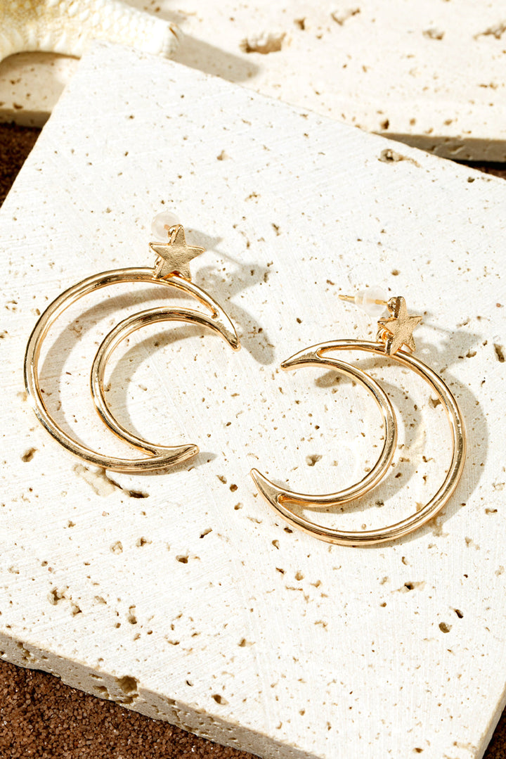 Boucles d'oreilles en alliage plaqué étoile et lune
