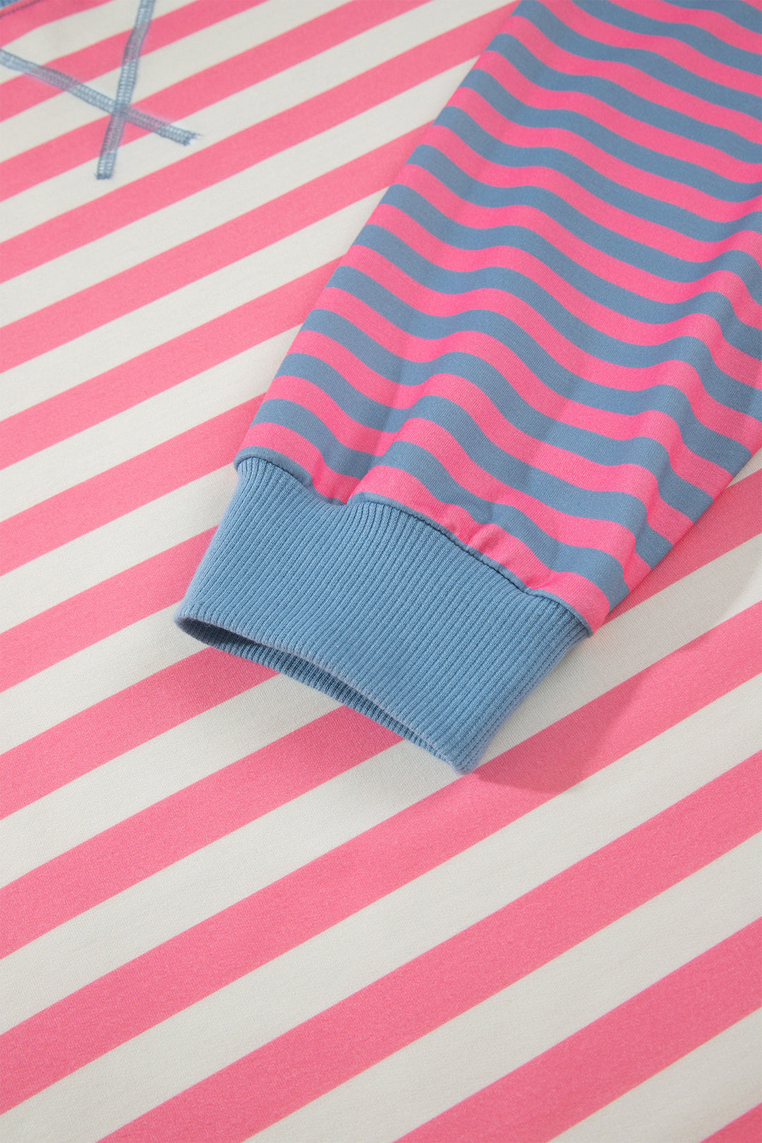 Pink Stripe Colorblock Striped Crewneck Long Sleeve Shift Tunic Plus Size Sweatshirt
