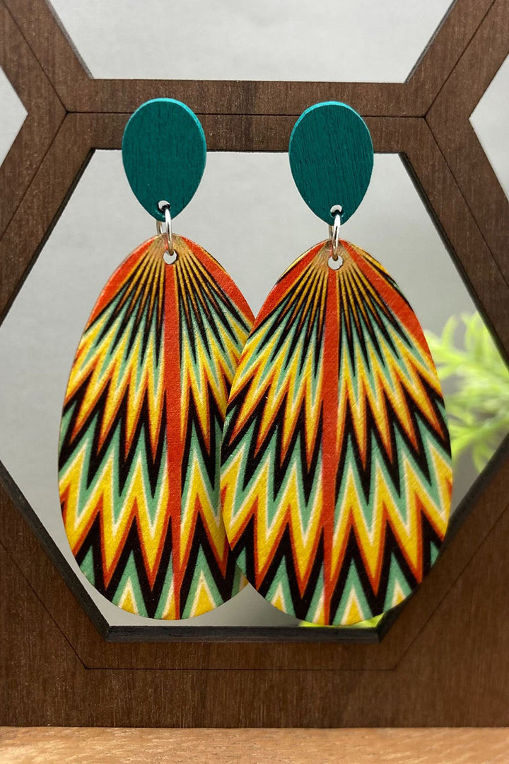 Boucles d'oreilles pendantes à imprimé abstrait bohème