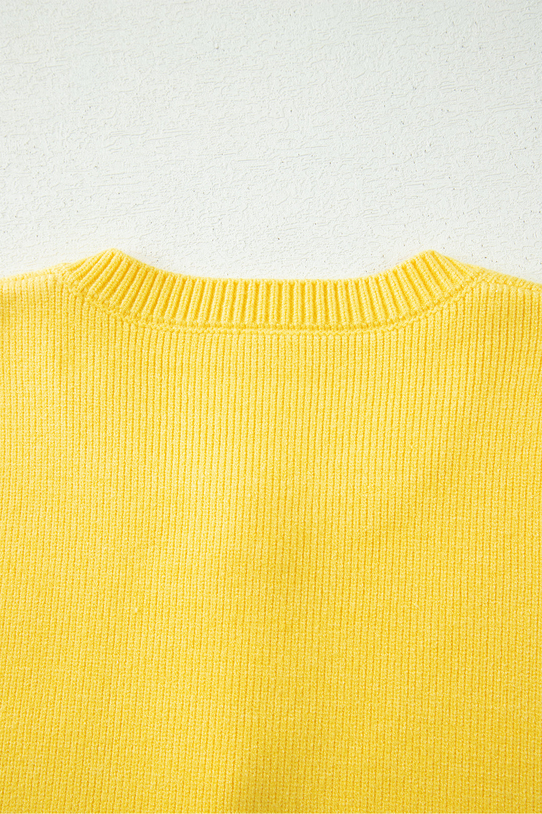 Yellow Cream Solid Color Sleeveless Knit Button Pocketed Sweater