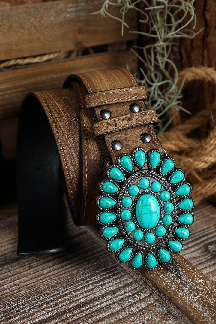 Ceinture large rétro à décor turquoise occidental 