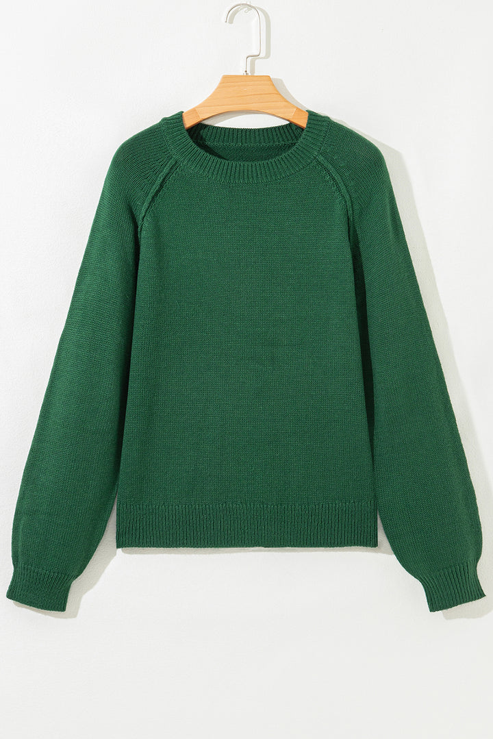 Raglan Sleeve Crew Neck Sweater