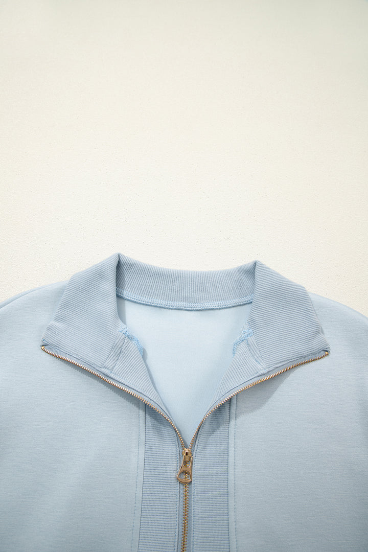 Beau Blue Half Zip Polo Tee Casual Pant Set