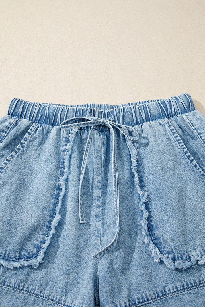 Myosotis Frayed Edge Casual Denim Shorts
