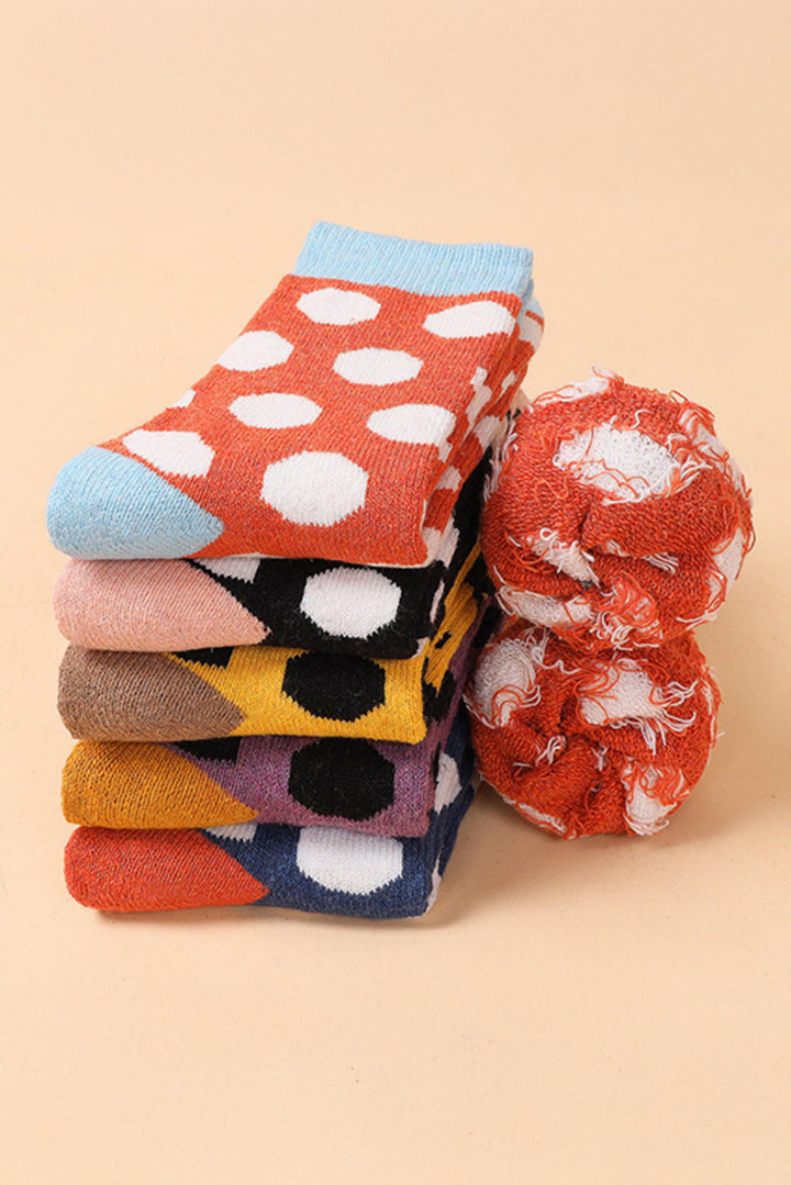 Dicke, weiche Crew-Socken mit gepunktetem Farbblock