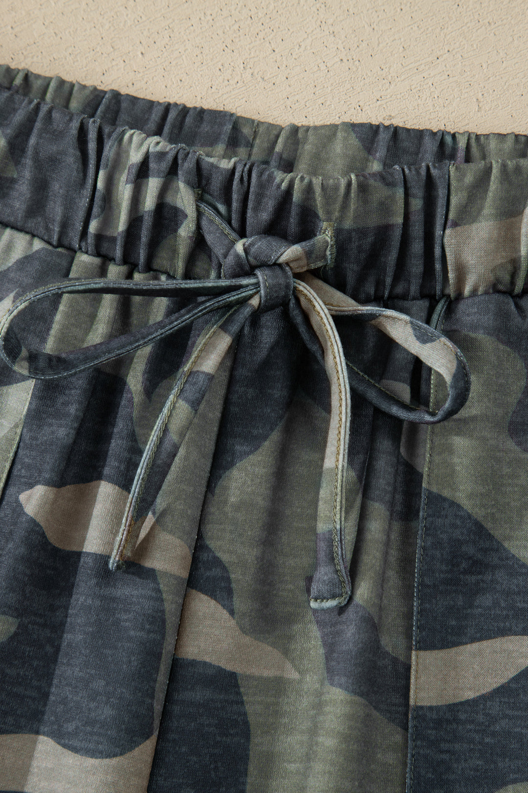 Green Camouflage Print Slim Tank Drawstring Pant Set