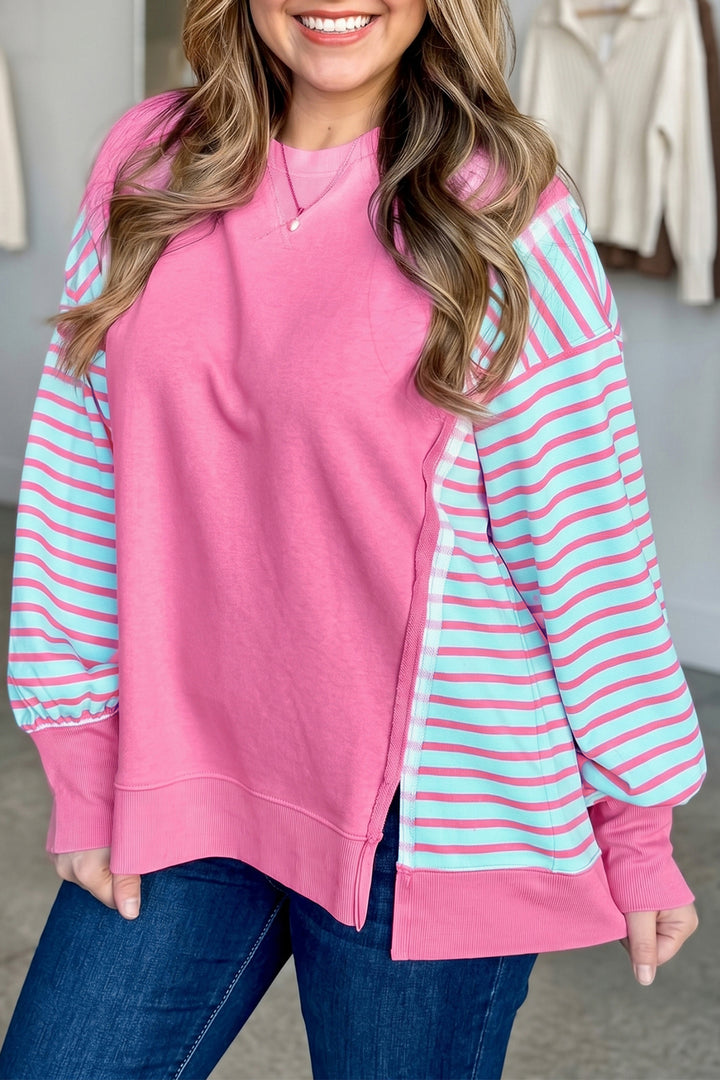 Purple Orchid Striped Colorblock Tunic Plus Size Sweatshirt