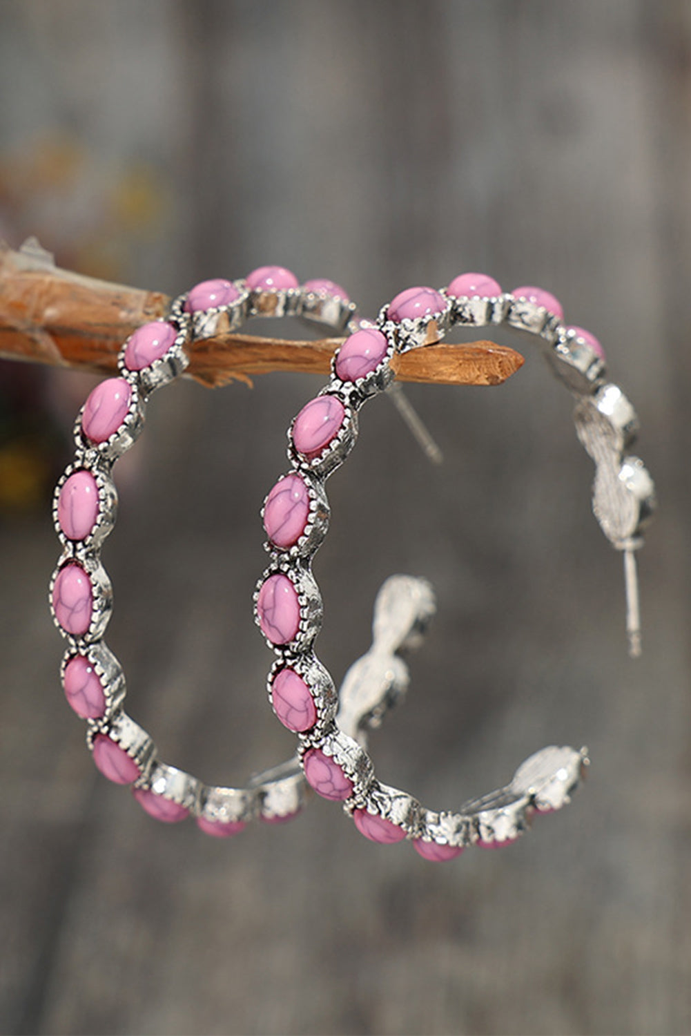 Boucles d'oreilles rétro en forme de C avec incrustation de pierres précieuses
