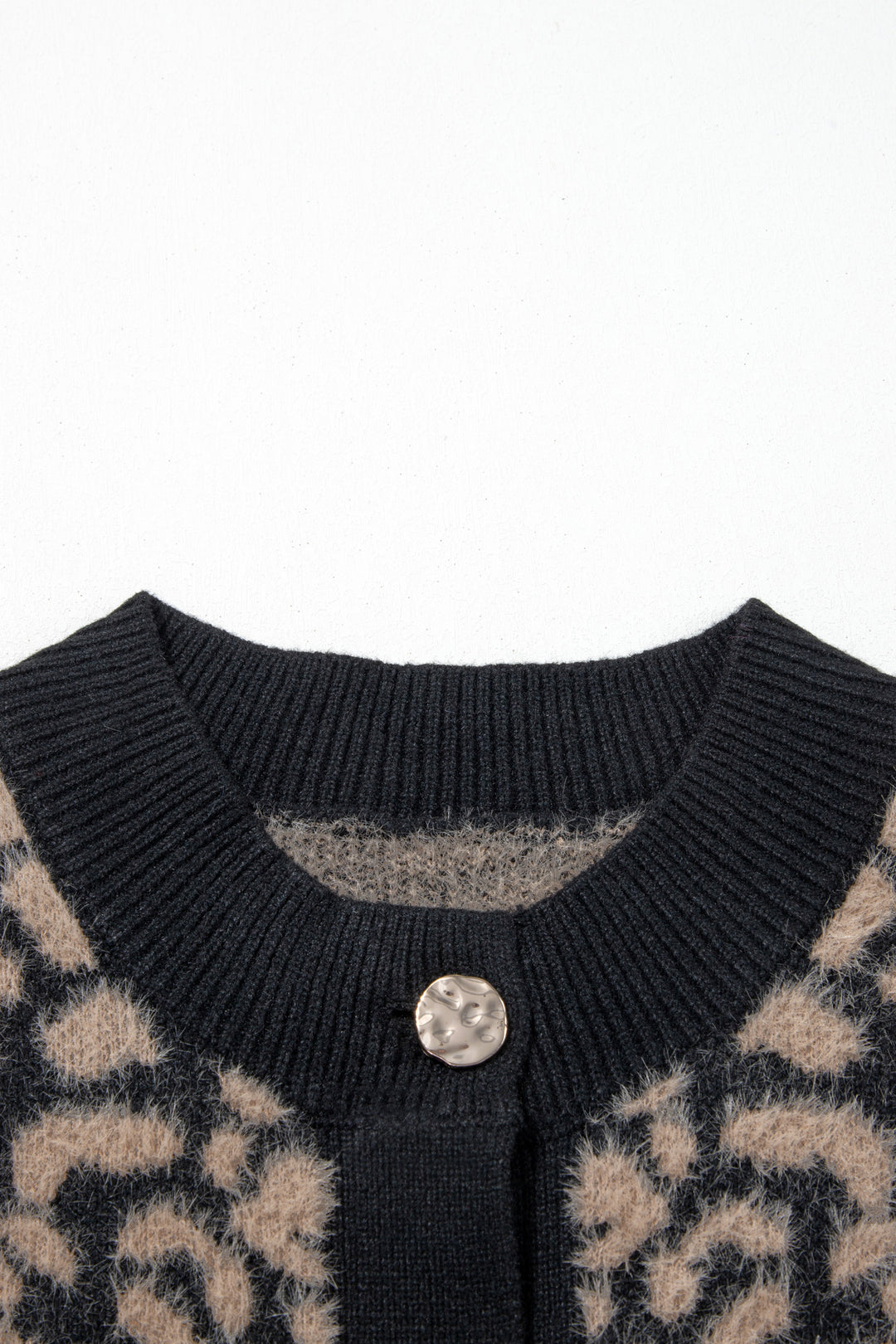Black Leopard Print Knit Sleeveless Regular Wash Sweater Vest