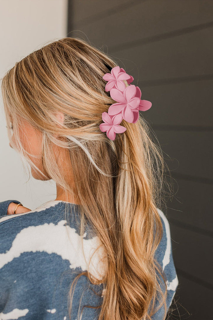 Pince à cheveux en résine plastique 3D avec fleur (légères variations de couleur)