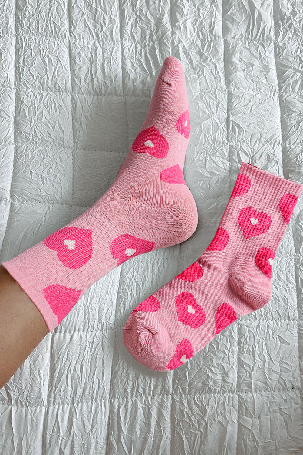 Weiche Crew-Socken mit geripptem Rand und Herz-Print