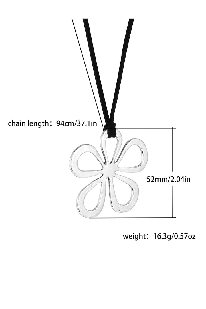 Collier en Y en cuir à motif floral ajouré