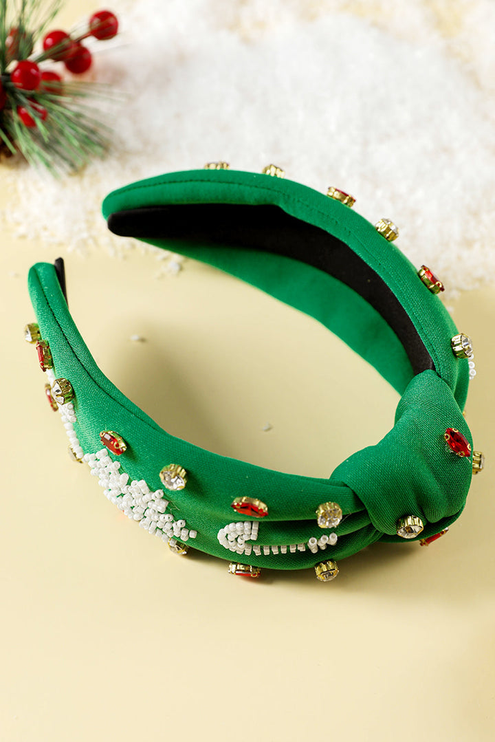 Bandeau large en perles de riz et strass de Noël