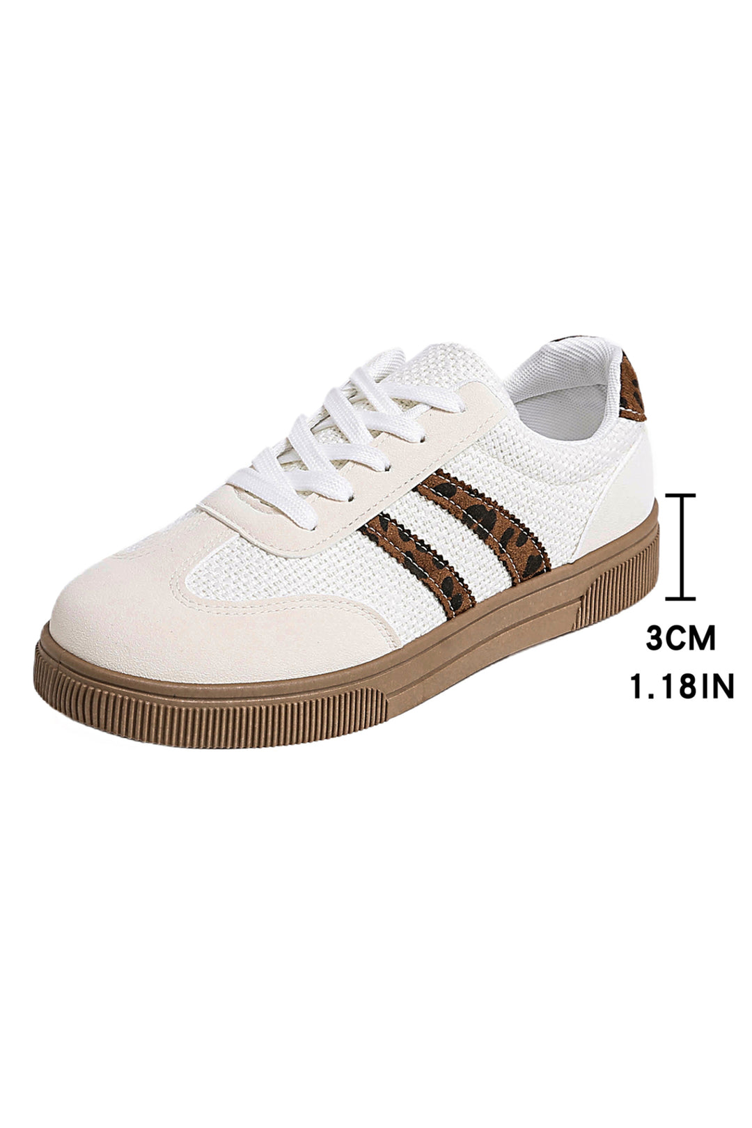 Textured Woven PU Leather Leopard Patchwork Flat Sneakers