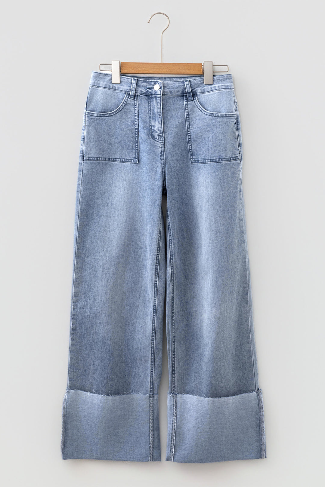 Fashion Beau Blue Turn-up Cuffs Womens Loose Jeans