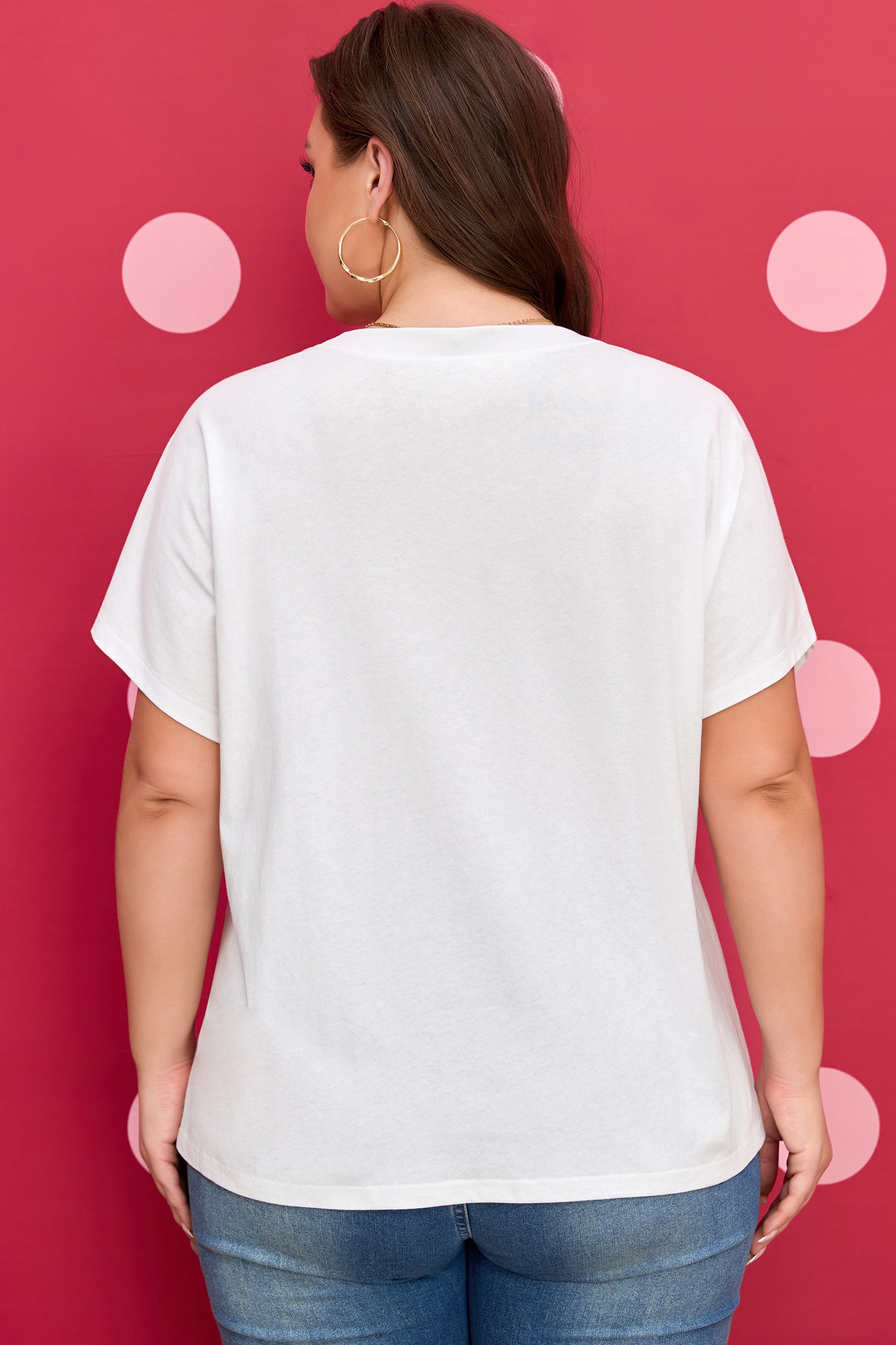 White Plus Size Leopard Bow Embroidered Patch Casual Cotton T Shirt