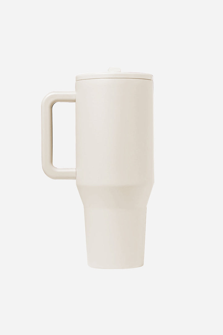 Grande tasse à vide avec poignée en acier inoxydable givré et paille 40 oz