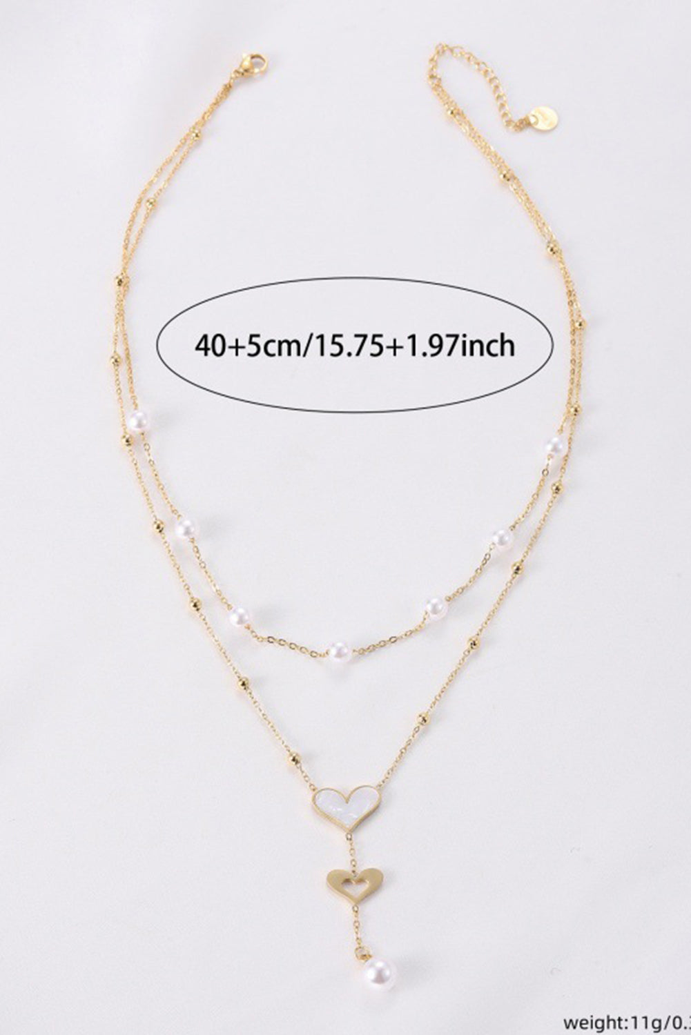 Collier chaîne réglable double couche en perles de cœur