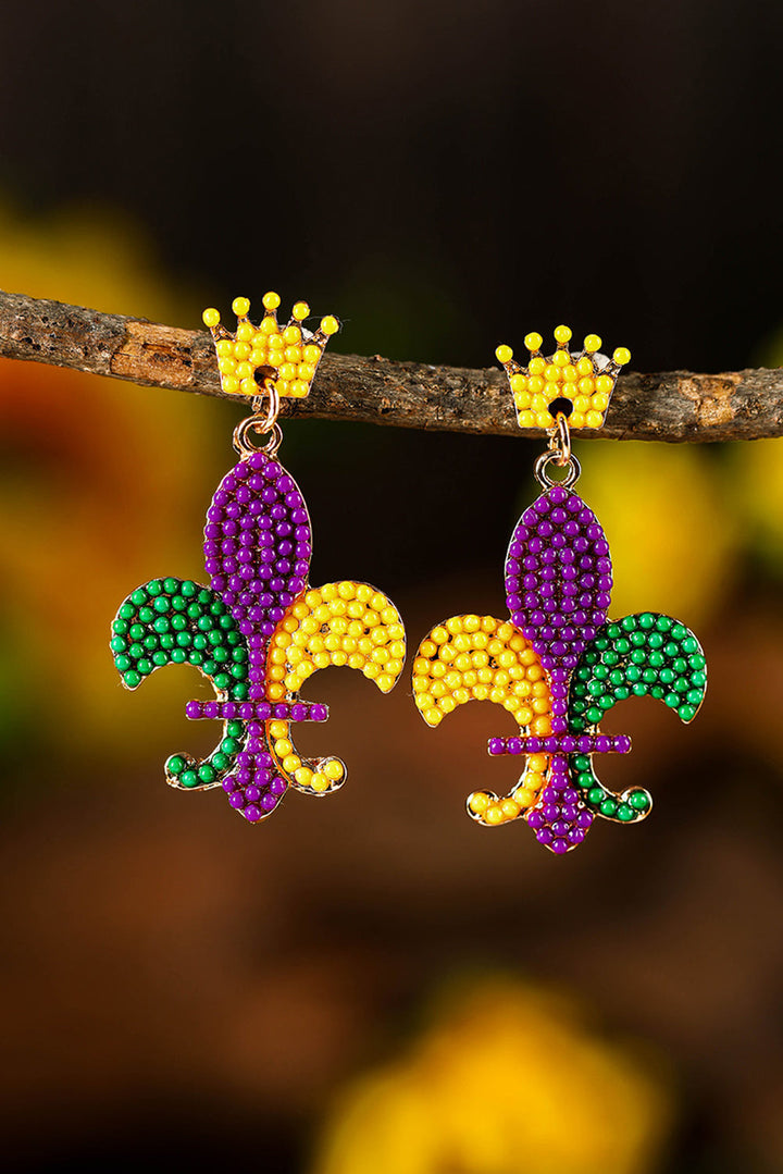 Boucles d'oreilles en perles Mardi Gras