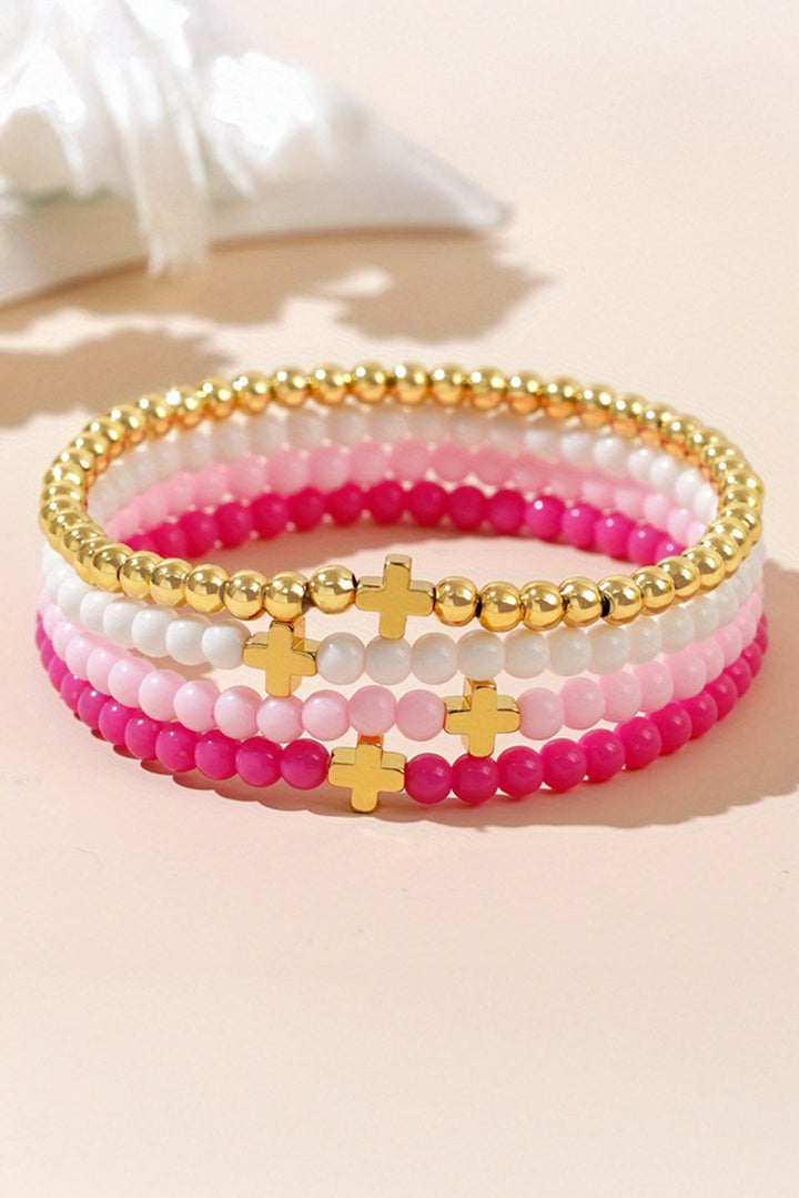 Ensemble de bracelets élastiques multicouches à perles croisées