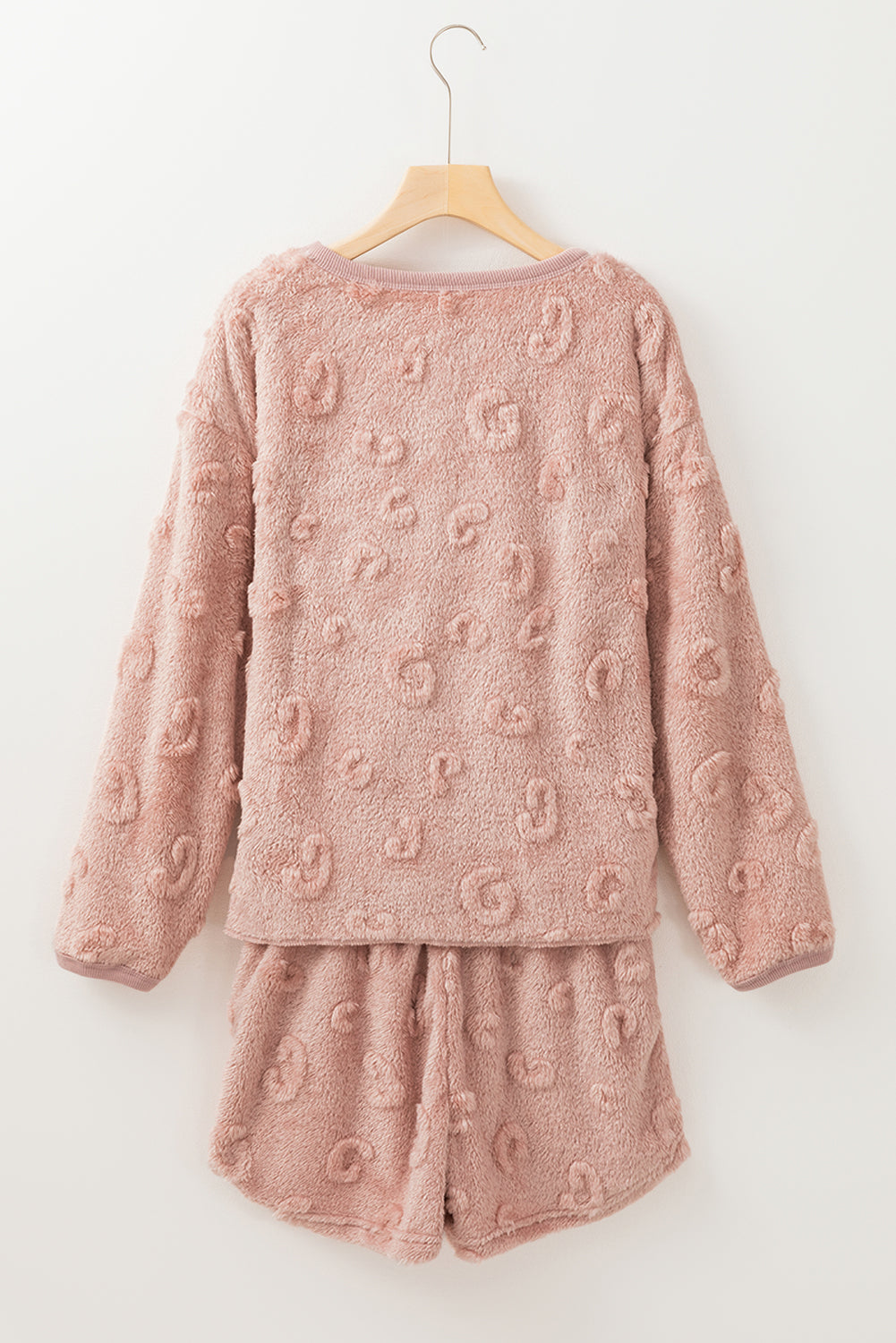 textured leopard fleece loose two piece lounge set 1